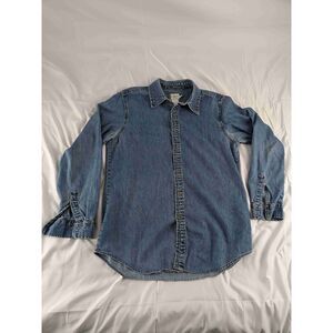 Calvin Klein Jeans Womens Blue Denim Long Sleeve Button Down Collared Shirt Sz L